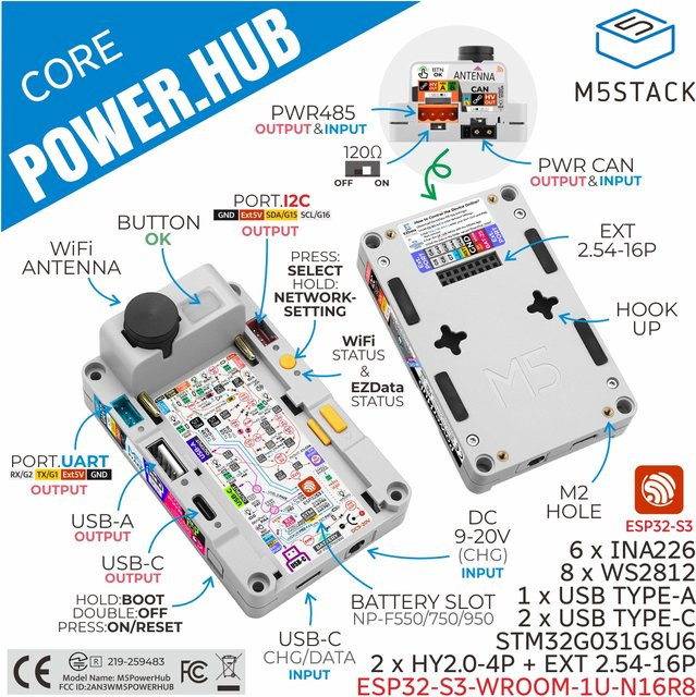 M5Stack PowerHub IoT-Controller ESP32-S3 in Weiß mit Wi-Fi und Bluetooth - Bild 1