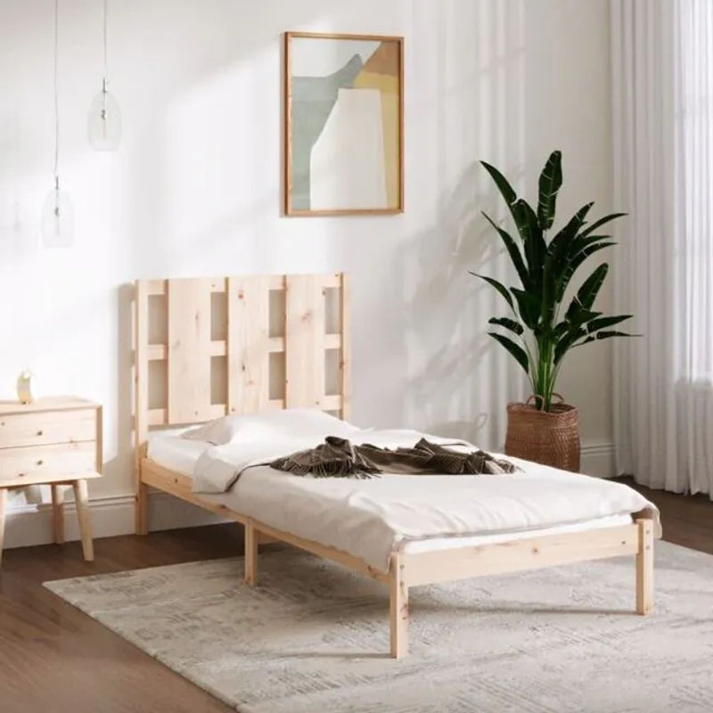 Massivholzbett aus Kiefer von vidaxl in Braun, B/T/H: 90 x 190 cm - Bild 1