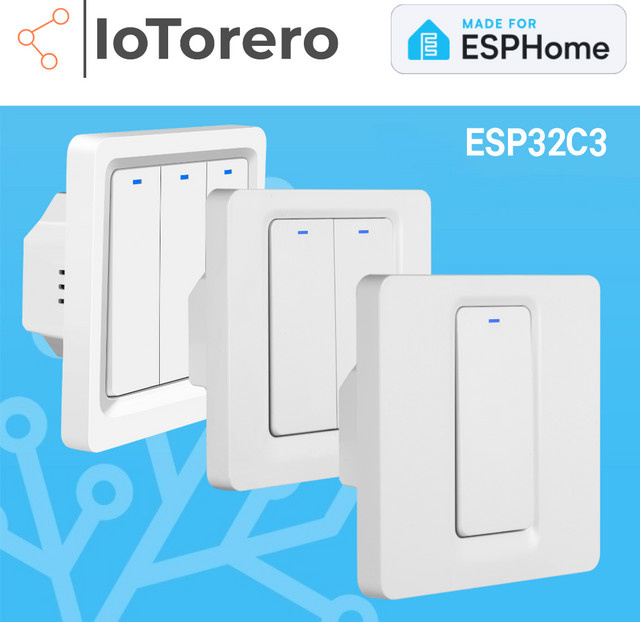 IoTorero EU-Wandschalter für ESPHome mit BL-Proxy, weiß, ohne Neutralleiter, kompatibel mit ESP32C3 und Home Assistant - Bild 1
