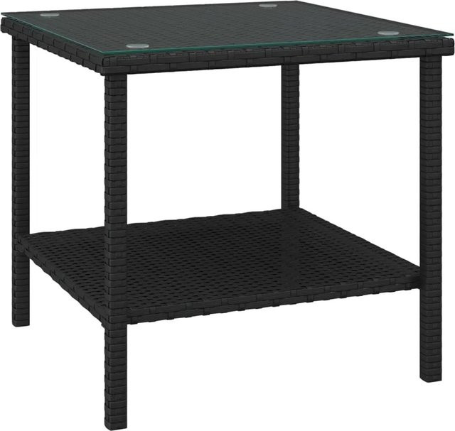 vidaXL Beistelltisch Schwarz aus PE-Rattan und Hartglas B/T/H: 45 x 45 x 45 cm - Bild 1