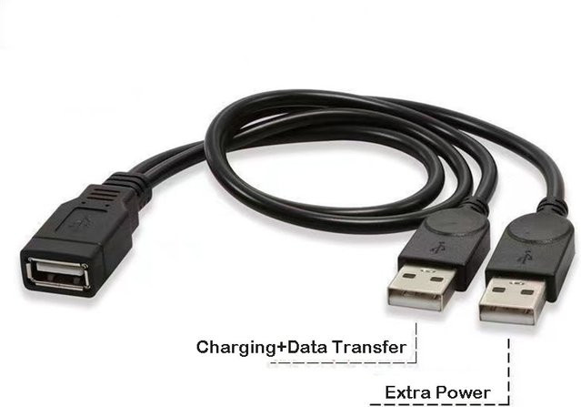 OULLX USB 2.0 Kabel-Splitter mit Dual-Buchse auf Stecker für Datenübertragung und Laden, Schwarz, Länge: 30 cm - Bild 1