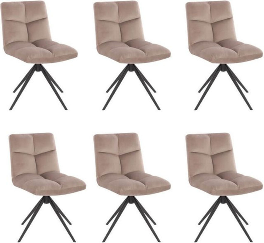 Home Deluxe Esszimmerstuhl NODA 6er Set drehbar Modern Samt Hellbraun Beige - Bild 2