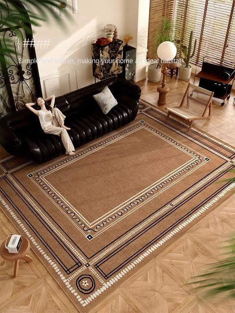 BC-Warm Home Rechteckiger Samtteppich in Beige, Modernes Geometrisches Design, Rutschfest und Waschbar, B/T: 60 x 40 cm - Bild 1