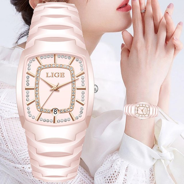 LIGE Armbanduhr Quarz, Keramik, Weiß, Damen - Bild 1