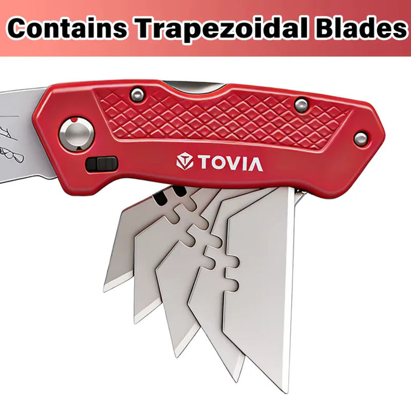 T TOVIA Klappmesser in Rot, austauschbares Allzweckmesser für Kartons und Handwerk, Outdoor-Schneidemesser mit Griff - Bild 3
