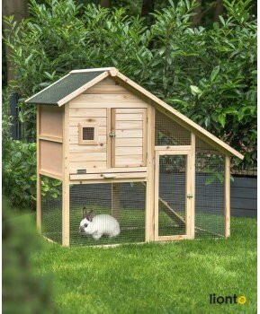 Lionto Kleintierstall FarmLodge aus Holz in Braun mit wetterfestem erhöhten Boden
