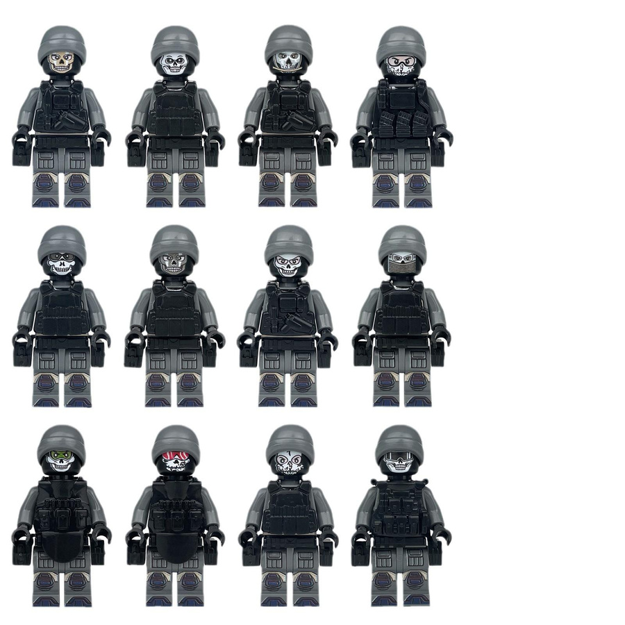 Happy Building Blocks Ghost Clan Kleine Pellet Militär Baustein Action Figur 12-teiliges Set - Bild 2