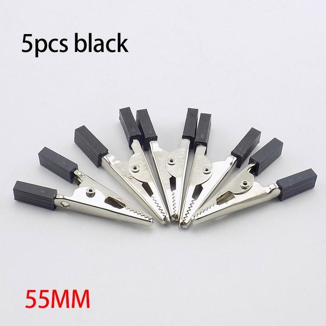 5er Set QH2 Krokodilklemmen in Silber für Messleitungen und elektrische Stromverbindungen, Breite: 50 mm und 35 mm - Bild 1