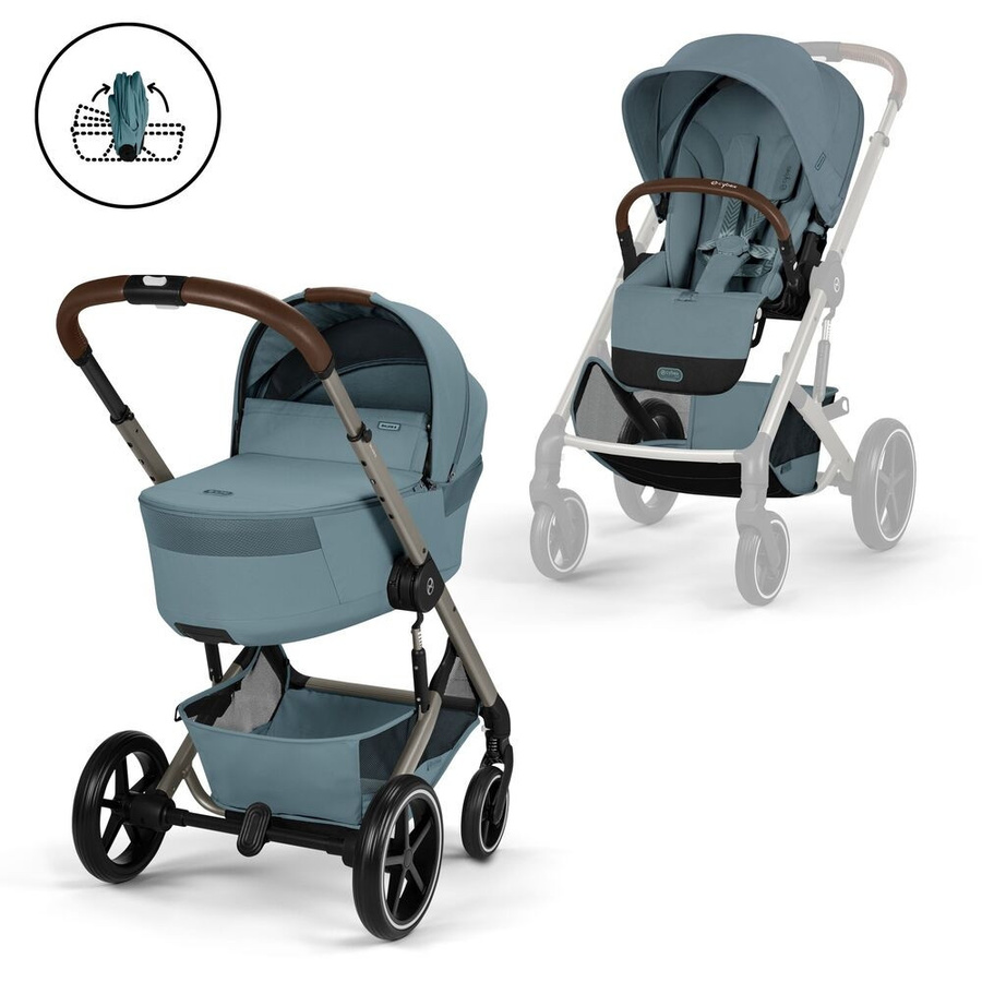 Cybex Kinderwagen Balios S Lux Kombiwagen mit Carry Cot in Stormy Blue und Taupe Frame - Bild 1