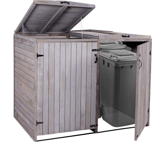 Mülltonnenverkleidung MCW-H74 Mülltonnenbox aus Holz erweiterbar, Farbe: anthrazit-grau, B/T/H: 126 x 158 x 98 cm - Bild 1