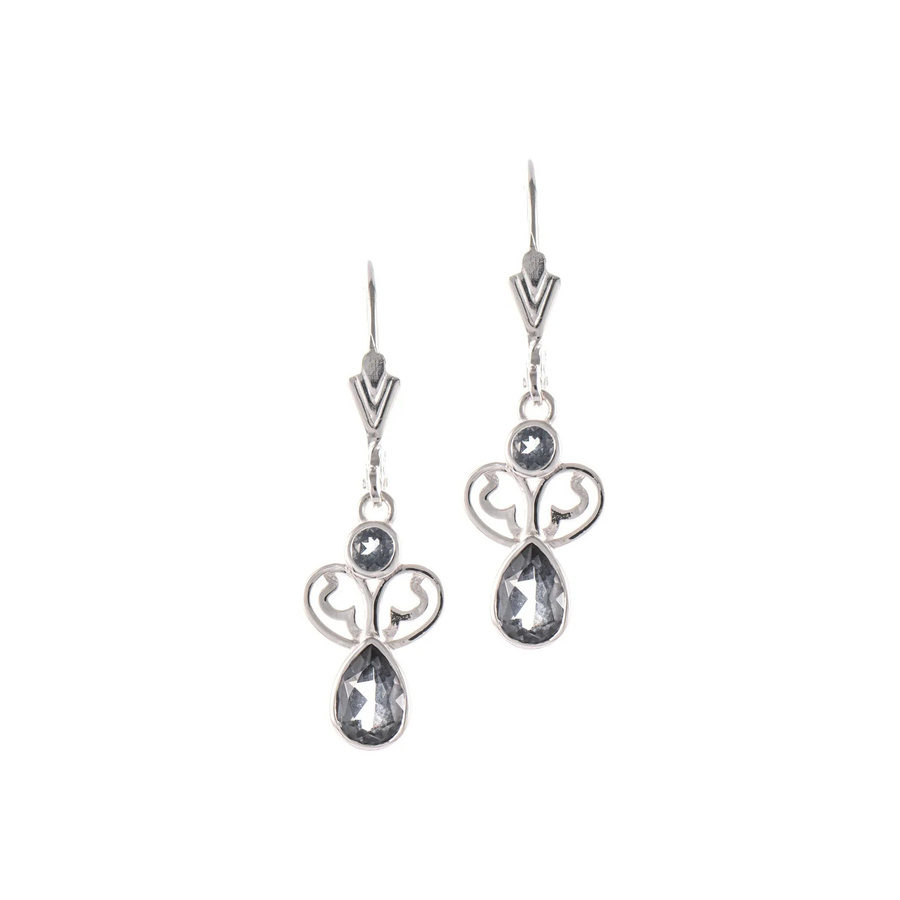 Ohrringe 925 Silber, Zirkonia, anthrazit, Damen - Bild 1