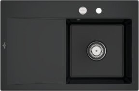 Villeroy & Boch Spüle Subway Style 45 Aufsatzspüle aus Keramik in Pure Black mit Ablaufgarnitur und Exzenter, Breite: 45 cm - Bild 1