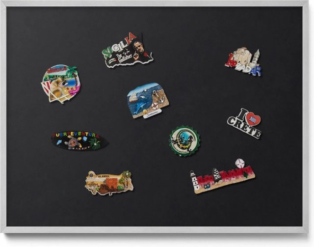 Tulup Magnettafel Magnetboard für Reisemagnete, Farbe Schwarz, Silberner Rahmen, B: 80 cm, H: 60 cm - Bild 1