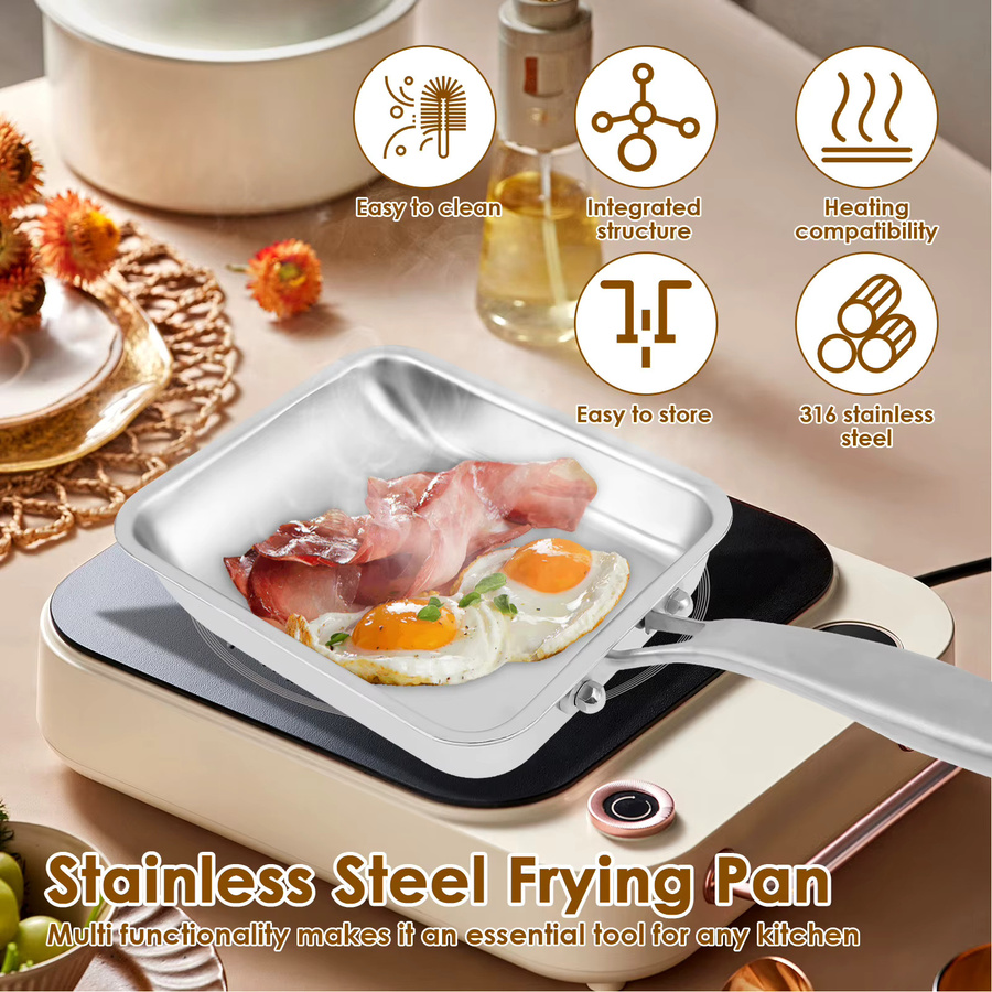 Willstar Tamagoyaki Japanische Omelett-Pfanne aus Edelstahl mit Keramik-Antihaftbeschichtung in Schwarz und Silber - Bild 4