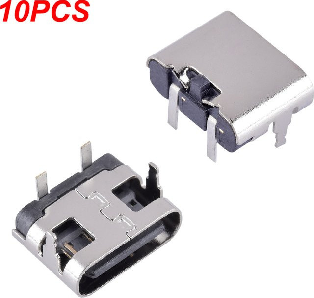 10 Stück USB Typ-C und Micro USB Stecker und Buchsen Set, 2 Pin Power Jack Dock für Handy Ladeport, Farbe: Silber - Bild 1