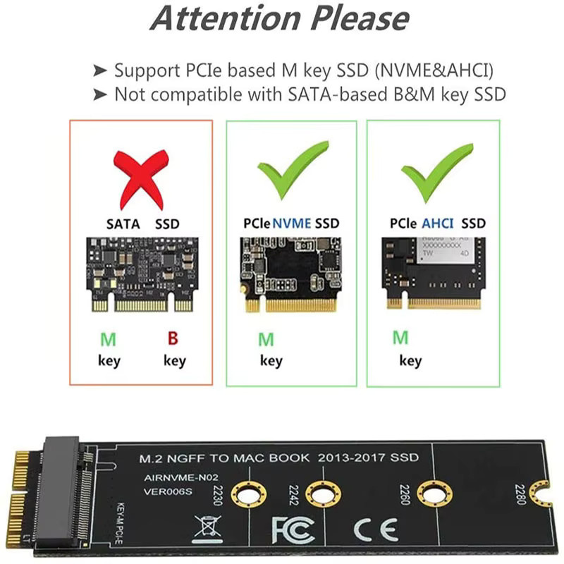 FTBTOC M.2 NVMe SSD Adapterkarte für MacBook Air und Pro, PCIe 3.0, Schwarz - Bild 5