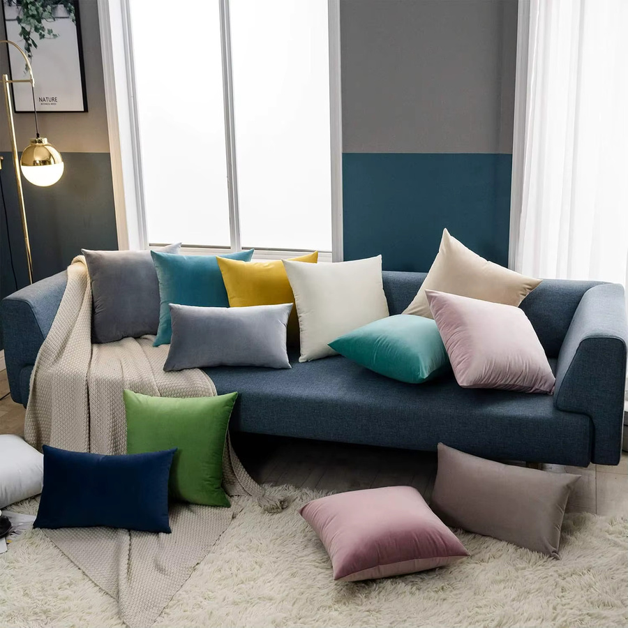 Inyahome Kissenbezug aus Samt in Rosa und Mehrfarbig für Couch, Sofa und Schlafzimmer - Bild 2