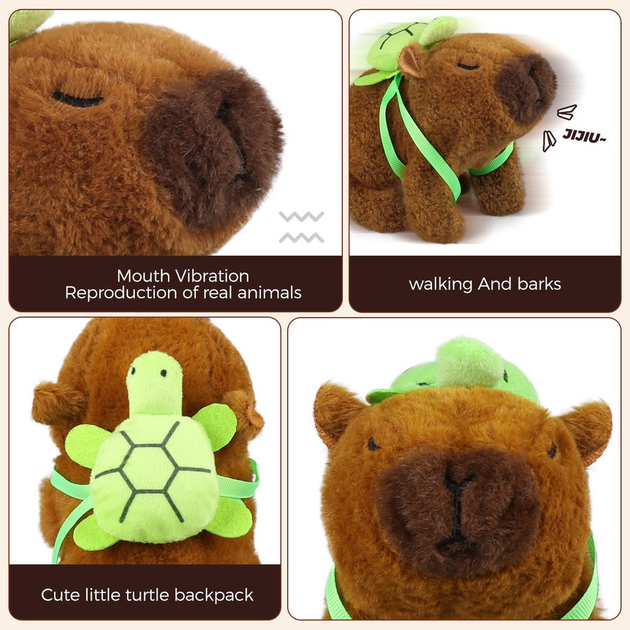 Yiran toy Capybara Schildkröte Plüsch Puppe mit Laufgeräusch khaki - Bild 2