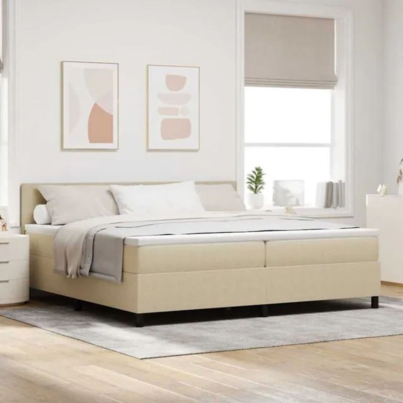 vidaXL Boxspringbett Modern in Grau und Weiß aus Stoff, B/T/H: 203 x 200 x 88 cm - Bild 1