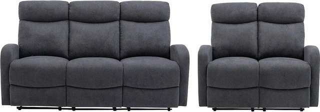 Vente-unique Couchgarnitur Evelyn in Grau, moderne L-Form Polstergarnitur bestehend aus 3-Sitzer und 2-Sitzer, Breite: 180 cm, Breite: 128 cm - Bild 1