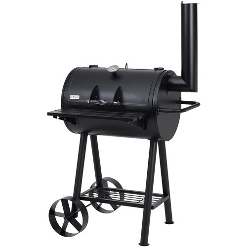 TEPRO Holzkohlegrill Berkeley in Schwarz mit Deckel, Thermometer und Rollen, Grillrostfläche je 21,5 x 44 cm - Bild 2