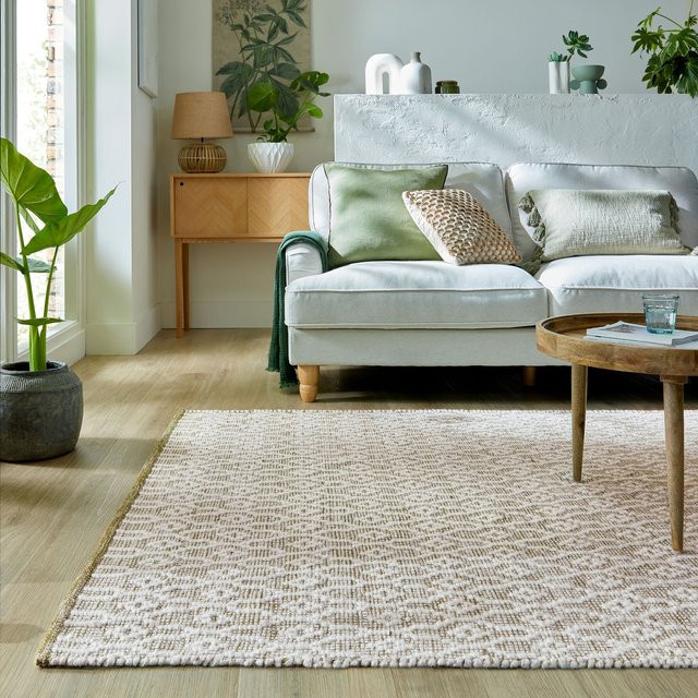 Handgewebter Wollteppich ROTHER Kadima Design in Hellgrün mit Rautenmuster, B: 160 cm, T: 230 cm - Bild 1