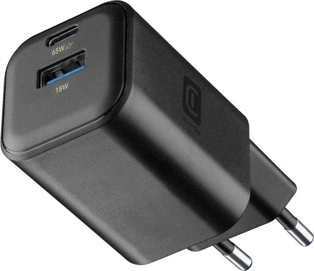 CellularLine USB Charger Multi 65W GaN Ladegerät mit USB-A und USB-C in Schwarz - Bild 1
