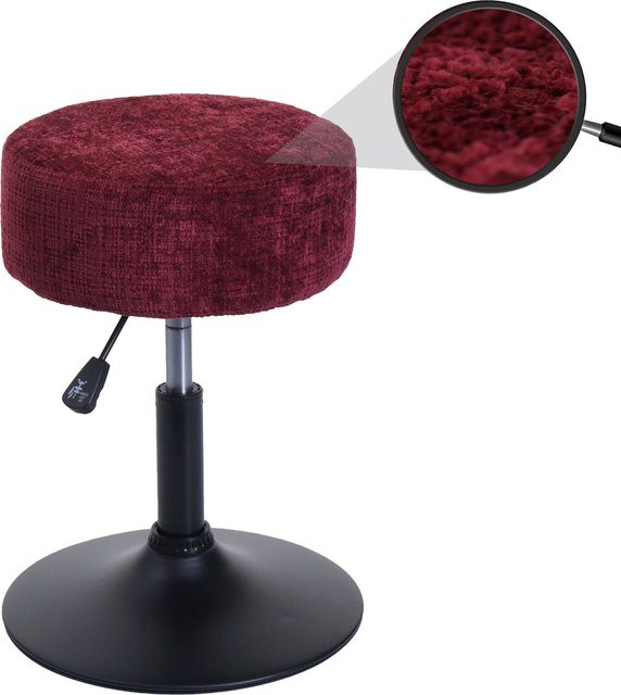 MCW Sitzhocker C22 höhenverstellbar und drehbar mit Chenille-Stoffbezug in Rot, Durchmesser: 37 cm - Bild 1