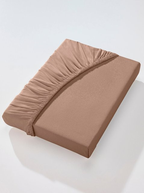 Wäschepur Betttuch aus Jersey in Beige, 100% Baumwolle, bügelfrei und atmungsaktiv - Bild 1