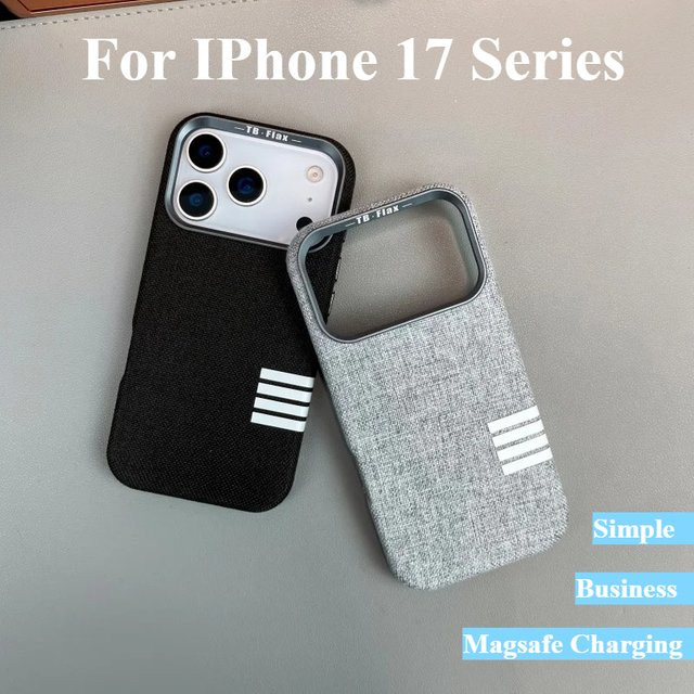 Magnetische Business Schutzhülle aus Leinwand und Legierung für Apple iPhone 17 Pro Max, 16, 15 und 14 in Schwarz mit Objektivrahmen und Anti-Drop-Funktion - Bild 1