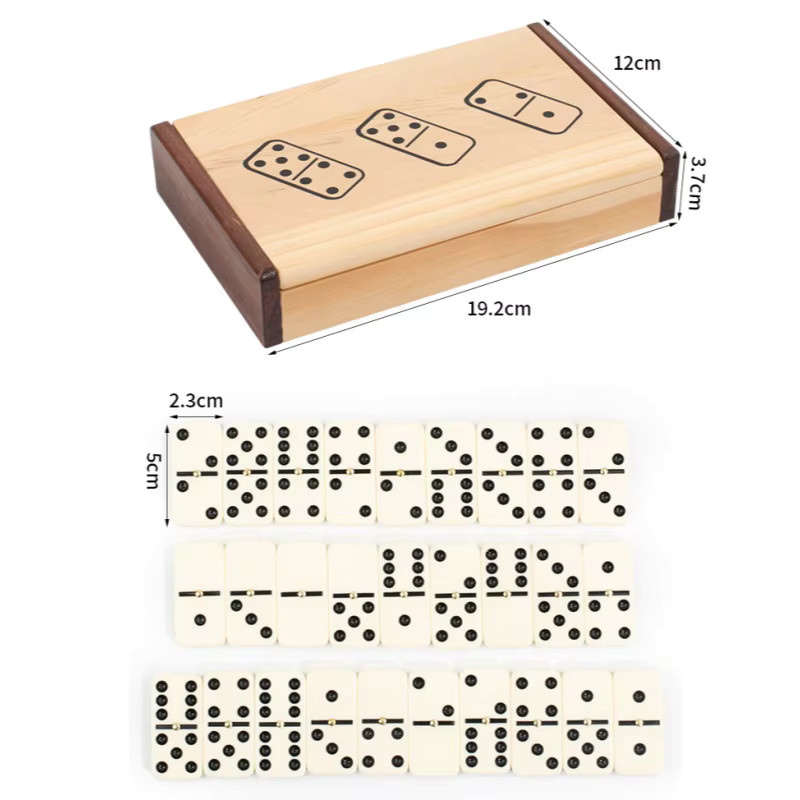 Tlewj Dominosteine-Set, Doppel-Sechs-Dominos-Spielset, mit Holzkoffer, ab 14 Jahren - Bild 3