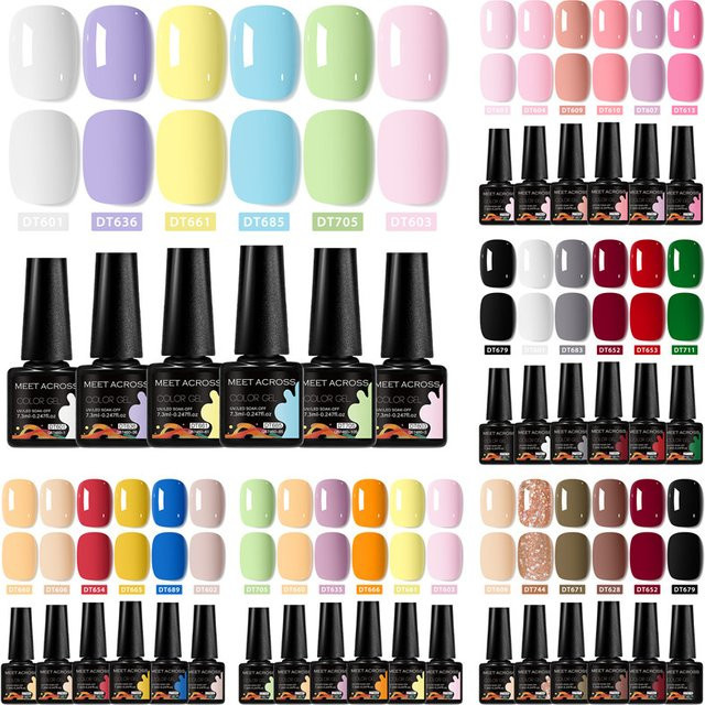 MEET ACROSS Nagellack-Set Macaron, Rosa Rot, Glänzend, 6-teilig - Bild 1