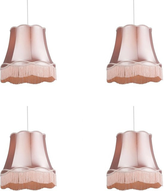 QAZQA 4er Set Retro Hängeleuchten Pink aus Stoff, dimmbar, Höhe: 45 cm - Bild 1