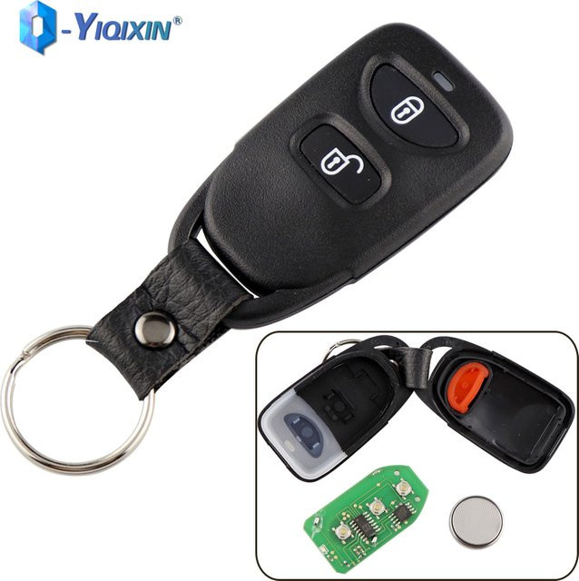 YIQIXIN Auto Fernbedienung Schlüsselanhänger mit 2 + 1 Panic Tasten für Hyundai Tucson Santa Fe und Kia Carens, 433MHz, Schwarz - Bild 1