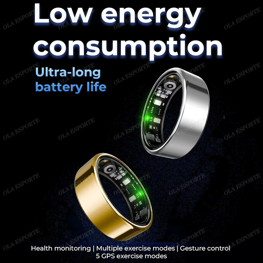 Ola Esporte R09 Smart Ring in Gold aus Titanstahl mit Gesundheitsüberwachung und IP68 wasserdicht für Unisex - Bild 2