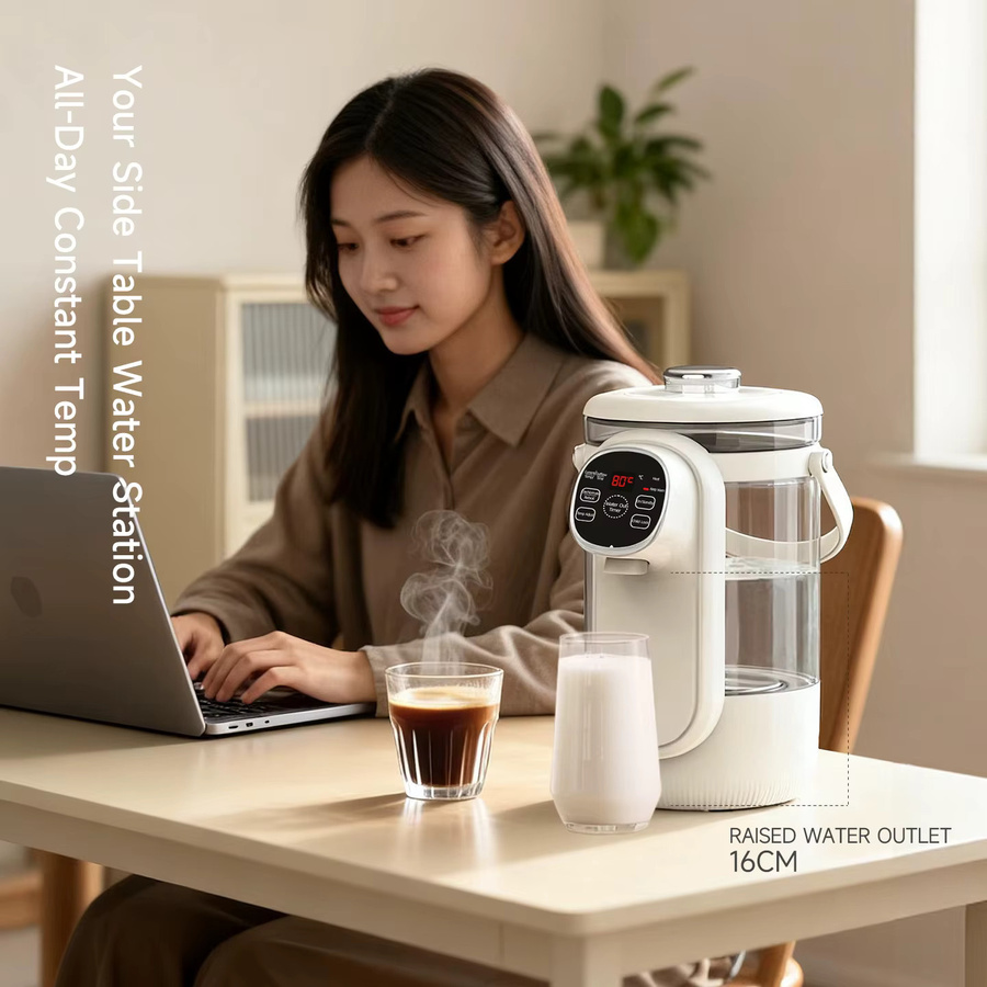 Multifunktionaler elektrischer Wasserkocher aus Glas mit 3,5 l Fassungsvermögen, 12-stufiger Temperaturregelung und automatischer Warmhaltefunktion in Beige oder Weiß - Bild 3