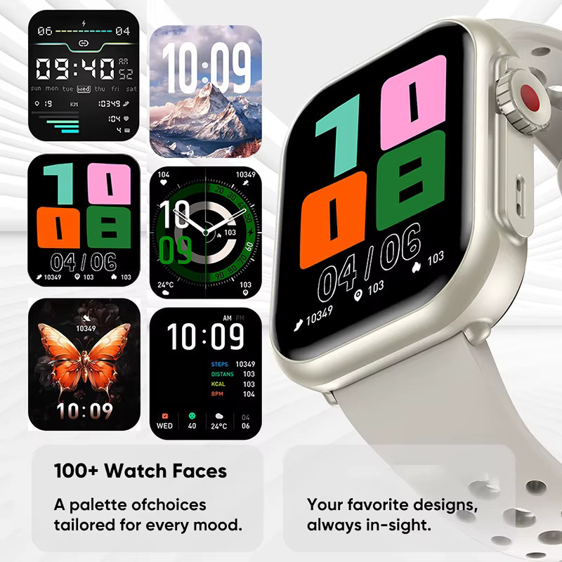 BOXUXING Smartwatch mit 1,85 Zoll HD AMOLED Display, Bluetooth Anruffunktion, IP68 Wasserdicht, 1000mAh Akku, Schwarz - Bild 6