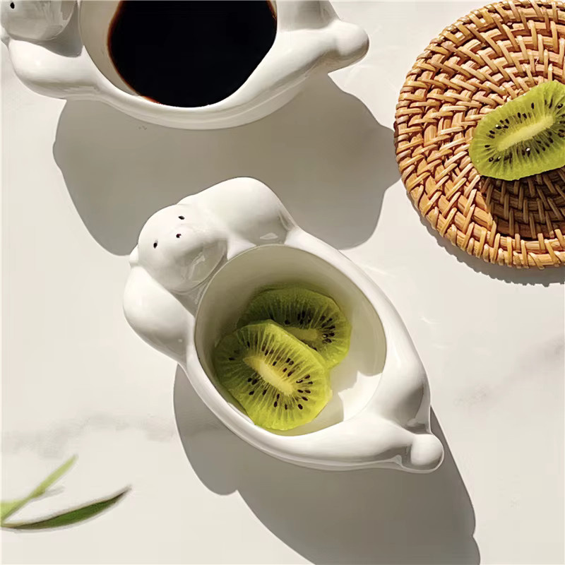 Niedliche Keramik-Dip-Schale in Eisbär-Form, weiße Gewürzschale für Snacks und Saucen - Bild 3