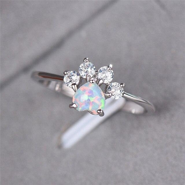 Wucifang Jewelry Ring, 925 Silber, Zirkonia, Opal, Damen - Bild 1