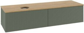 V&B Waschtischunterschrank Antao mit Frontstruktur in Eiche Honig und Grau Grün, B/T: 160 x 50 cm - Bild 1
