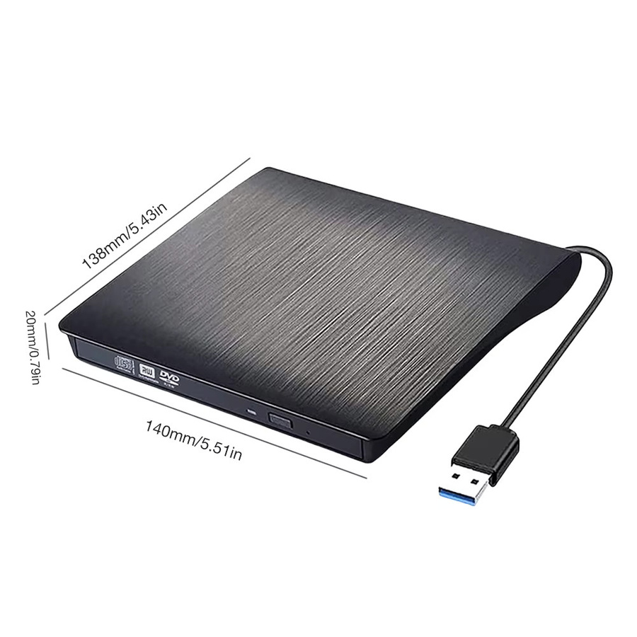 ALLOYSEED Externes DVD Laufwerksgehäuse Slim SATA zu USB 3.0 und USB-C, Schwarz - Bild 6