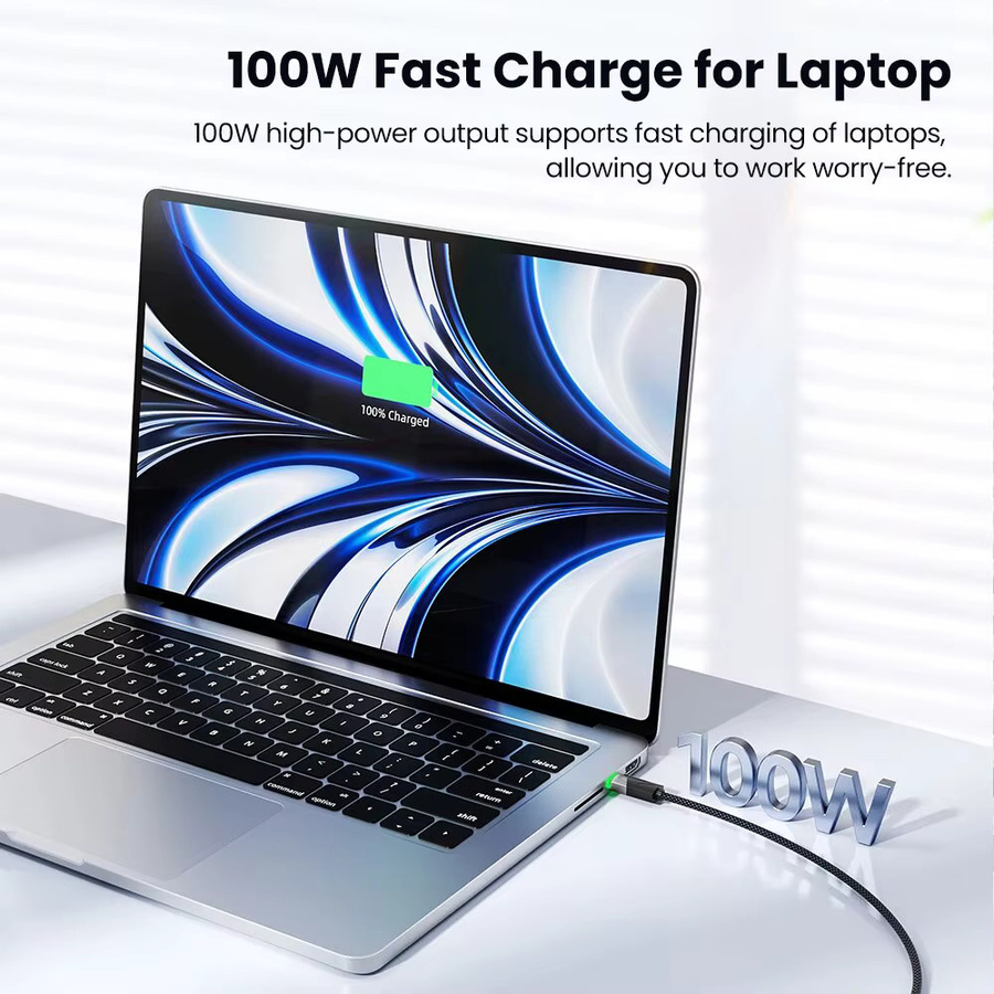 Toocki USB-C auf USB-C Datenkabel mit 100W PD Schnellladefunktion und Smart Power-Off in Schwarz oder Grau - Bild 3