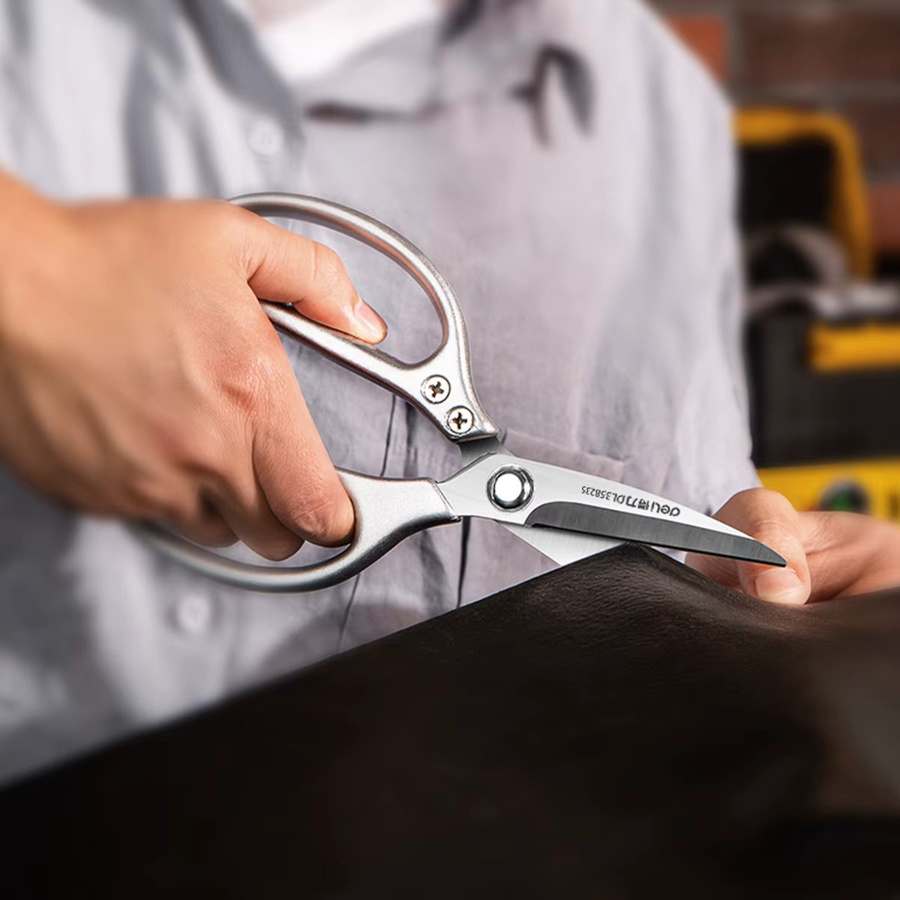 Deli Multifunktionale Edelstahlschere in Silber, 21,59 cm professionelle Industrieschere für Küche und Stoffe - Bild 5