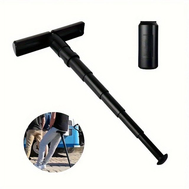 Octdoor Verstellbarer Tragbarer Einziehbarer Hocker in Schwarz, Teleskopischer Klappstuhl für Camping und Reisen, Höhe: 70 cm - Bild 1