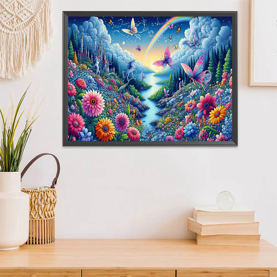 Evershine 5D-Diamant-Stickerei DIY-Bastelset mit Blumen- und Schmetterlingsmotiv, Mosaik-Malerei in Multicolour, B/H: 20 x 30 cm - Bild 3