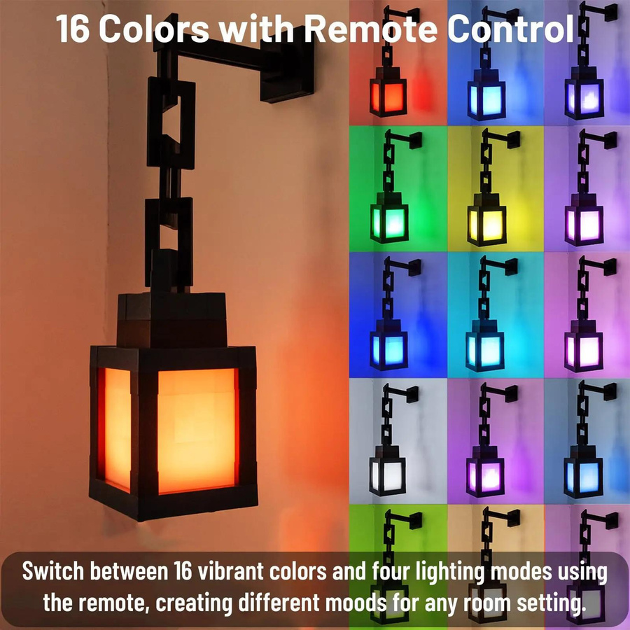 Tragbare Pixel-Nachttischlampe in Schwarz mit 16 Farben und wiederaufladbarem Akku zur DIY-Innendekoration - Bild 4