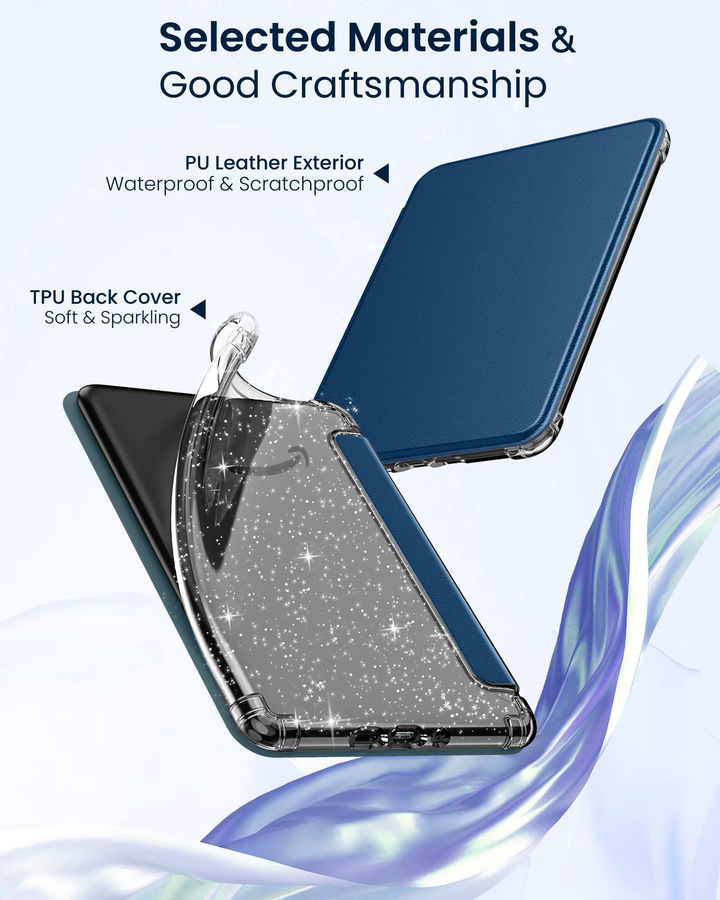 Dadanism Ultra Clear Glitter TPU Schutzhülle für Kindle Paperwhite 12. Generation 2024 (7 Zoll) mit Auto Sleep Wake Funktion in Schwarz - Bild 4