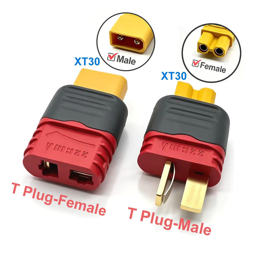 XT30 auf Deans T-Stecker Konverter RC-Ladeadapter für RC-Auto, Flugzeug, Lipo-Akku und ESC in Rot - Bild 2
