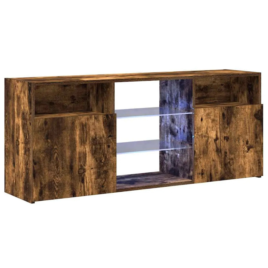 vidaXL TV-Schrank mit LED-Leuchten in Räuchereiche, modern, B/T/H: 120 x 30 x 50 cm - Bild 2