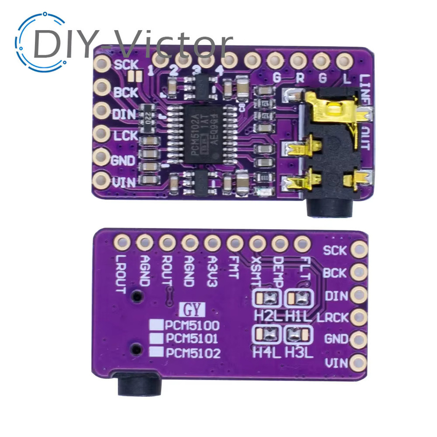 Raspberry Pi pHAT Soundkarte PCM5102A DAC Modul mit I2S Interface und 3,5 mm Stereo Jack in Lila - Bild 2